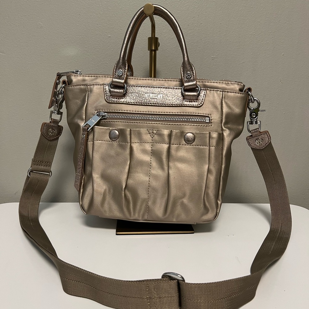 MZ WALLACE Mayfair Bedford Champagne Gold Crossbody Tote Like New